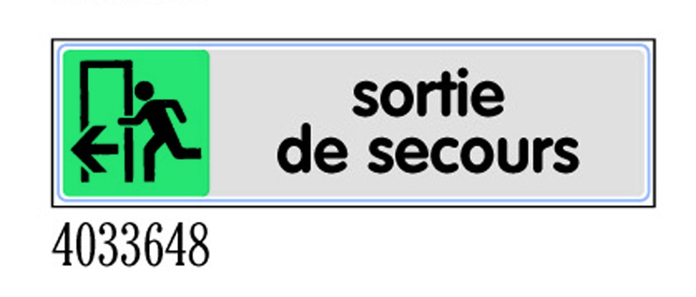 Plaquette de porte ''Sortie de secours flèche gauche'' plexiglas 170 x 45 mm NOVAP 4033648