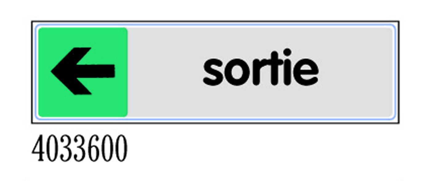 Plaquette de porte ''Sortie flèche à gauche'' plexiglas 170 x 45 mm NOVAP 4033600