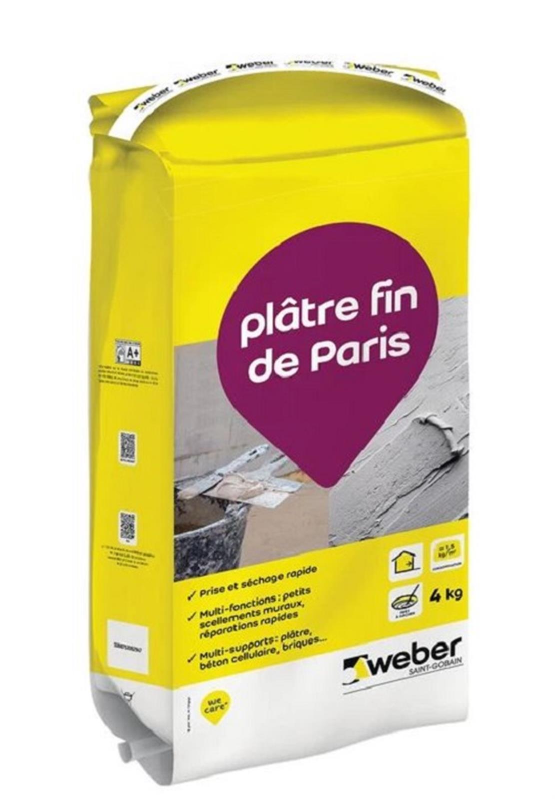 Plâtre fin de Paris - sac 4 kg - blanc
