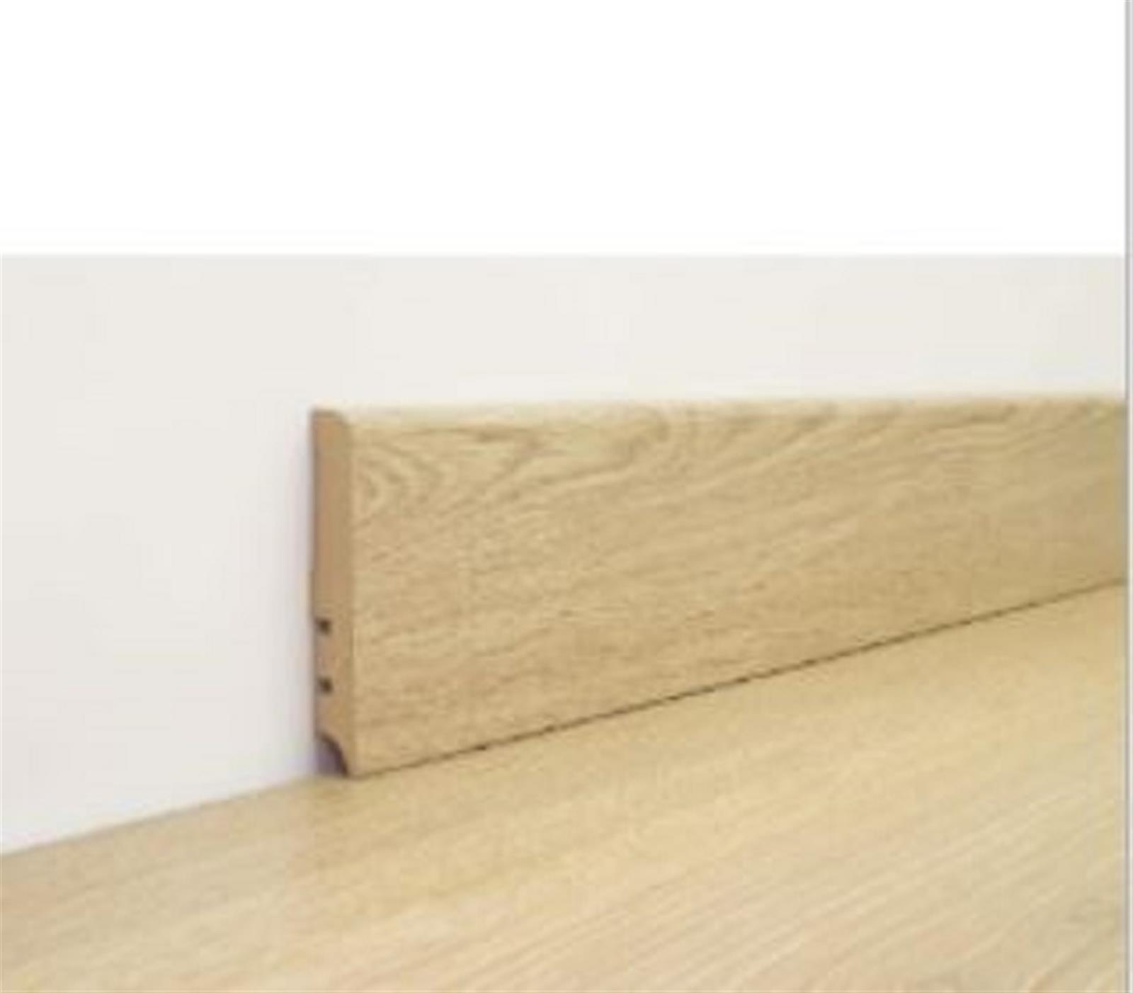 Plinthes en stratifié Domofloor (effet plancher) - Dimensions: 5,8 x 220 cm - GAMME BLANCHE PLF58 - à peindre - Épaisseur 12 mm - Vendu à la pièce