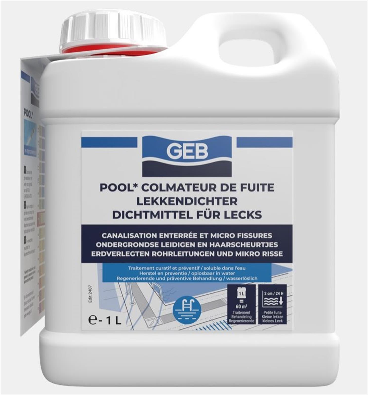 Pool colmateur pour fuites piscines - Pool colmateur - Bidon de 1 litre - Pour fuites piscines