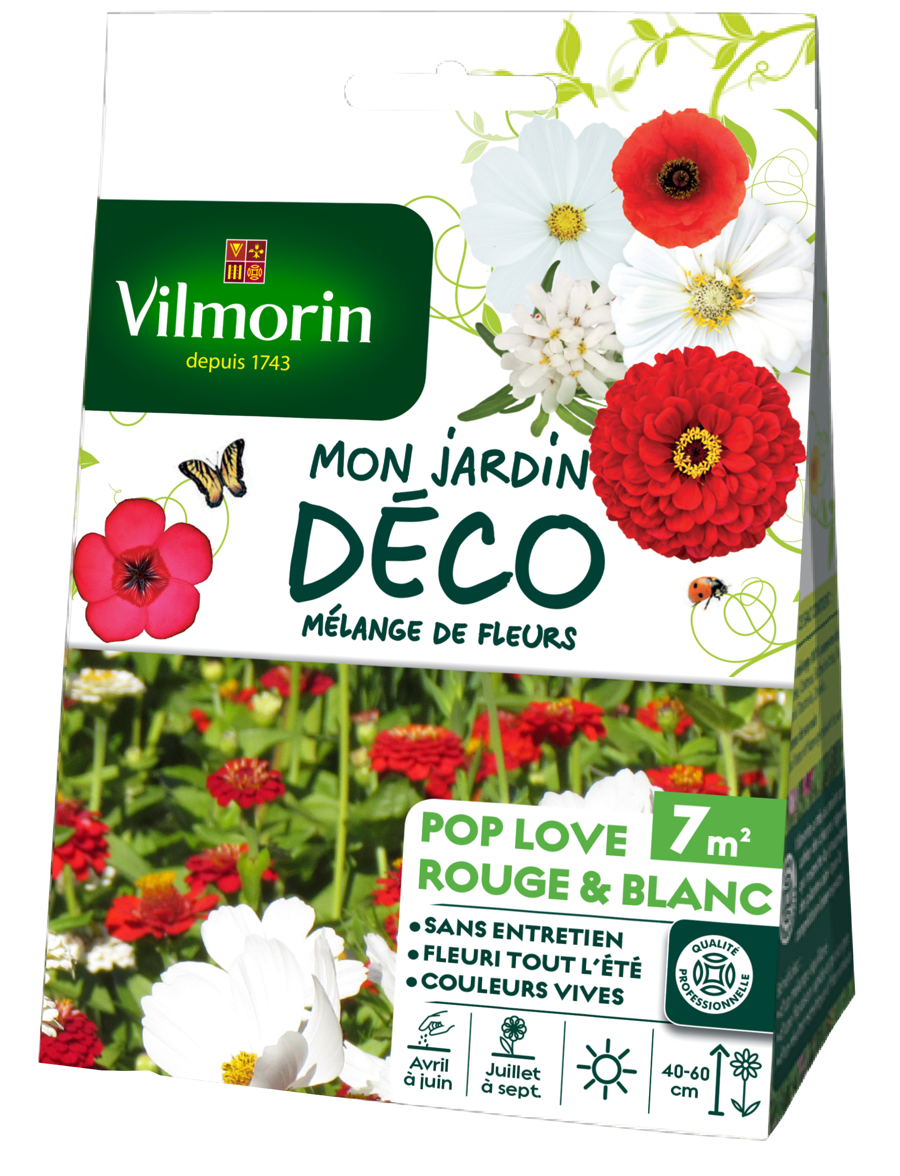 Pop Love Rouge & Blanc - 7 m² - Mélange de fleurs