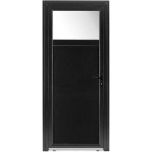 Porte de service ALU 1 vantail ouverture à la française avec Oculus