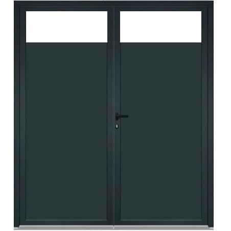 Porte de service Aluminium avec oculus 2 vantaux