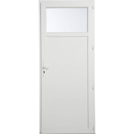 Porte de service PVC 1 vantail ouverture à la française avec Oculus