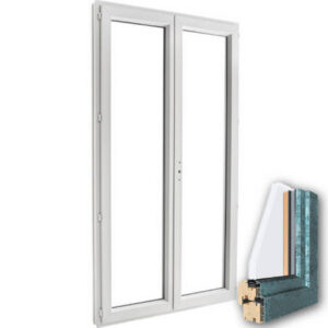 Porte fenêtre mixte BOIS/ALU 2 vantaux ouverture à la française