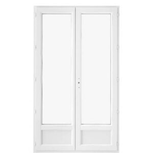 Porte fenêtre PVC 2 vantaux ouverture à la française avec soubassement