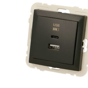 Prise chargeur USBA+C double noire Efapel Logus 90