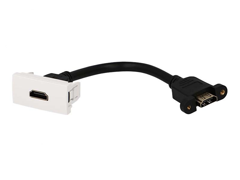 Prise & Cordon HDMI ½ module Efapel Quadra & Latina (45x45)