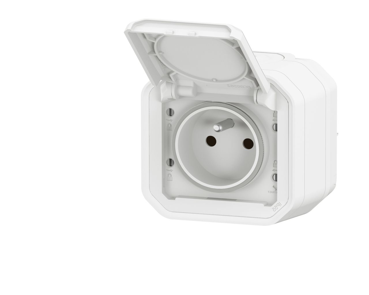 Prise de courant 16A 2P+T Legrand Plexo™ blanche complète