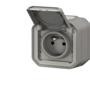 Prise de courant 16A 2P+T Legrand Plexo™ grise complète
