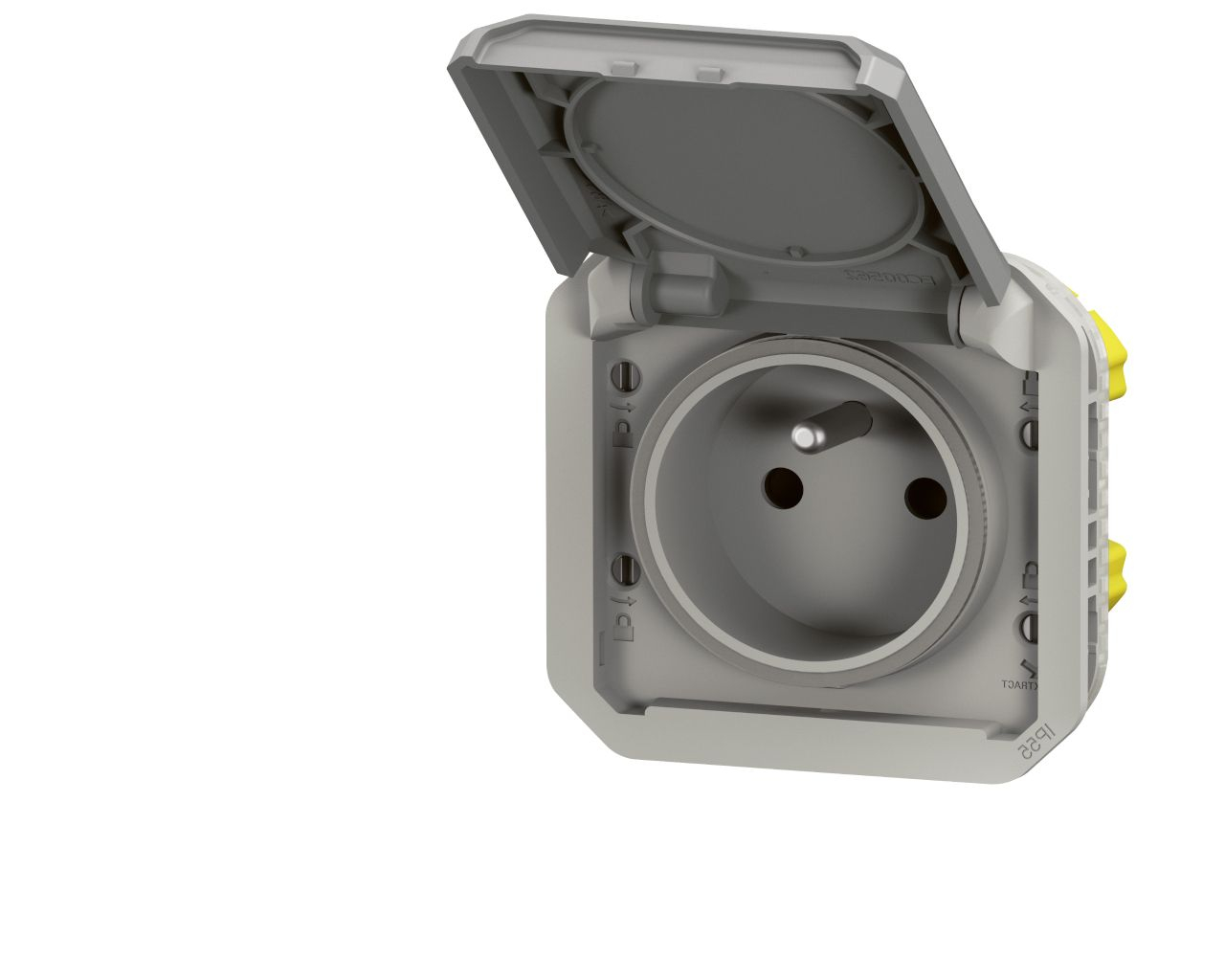 Prise de courant 16A 2P+T Legrand Plexo™ grise composable