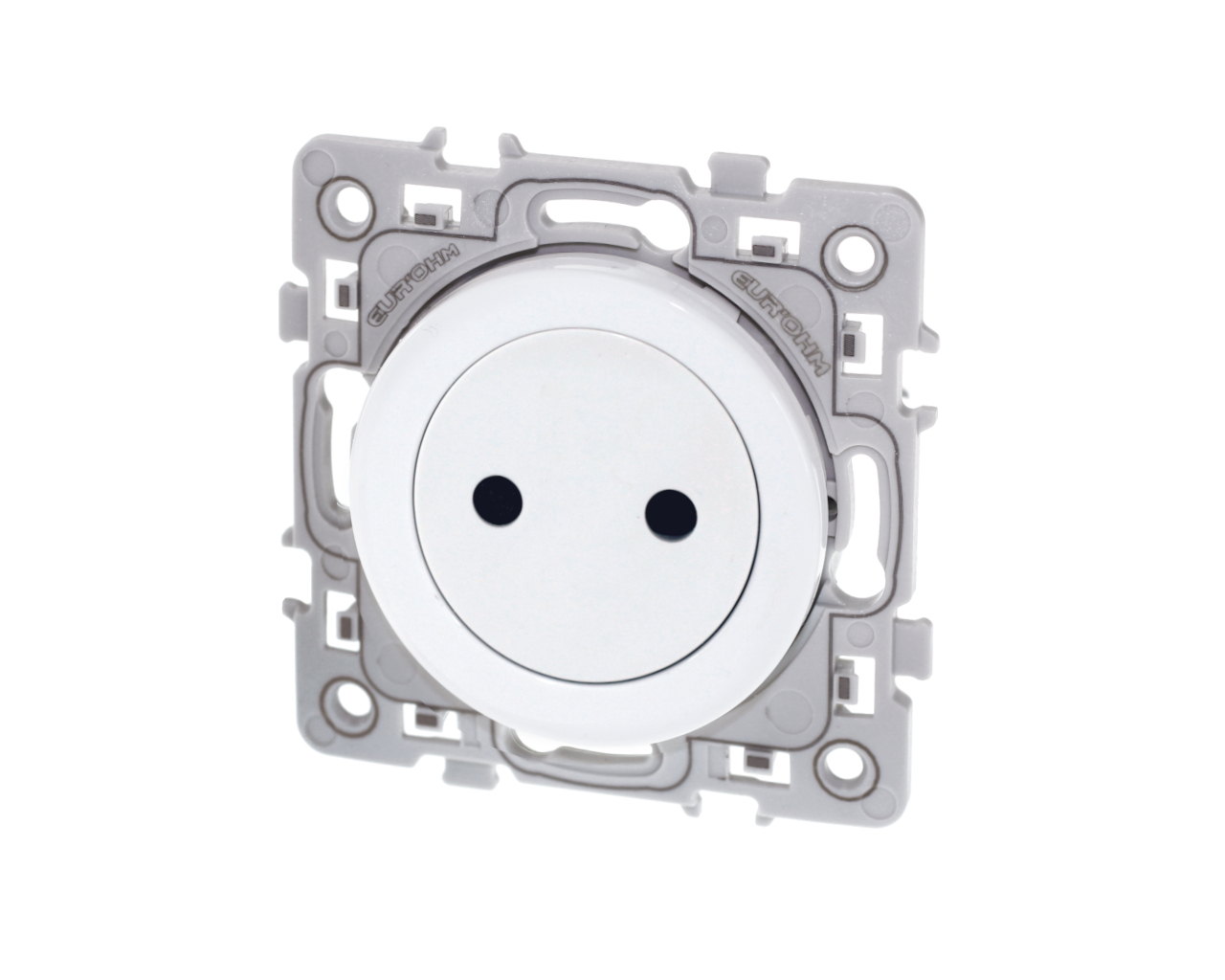 Prise de courant 2P sans terre Blanc 16A Eur'Ohm Square