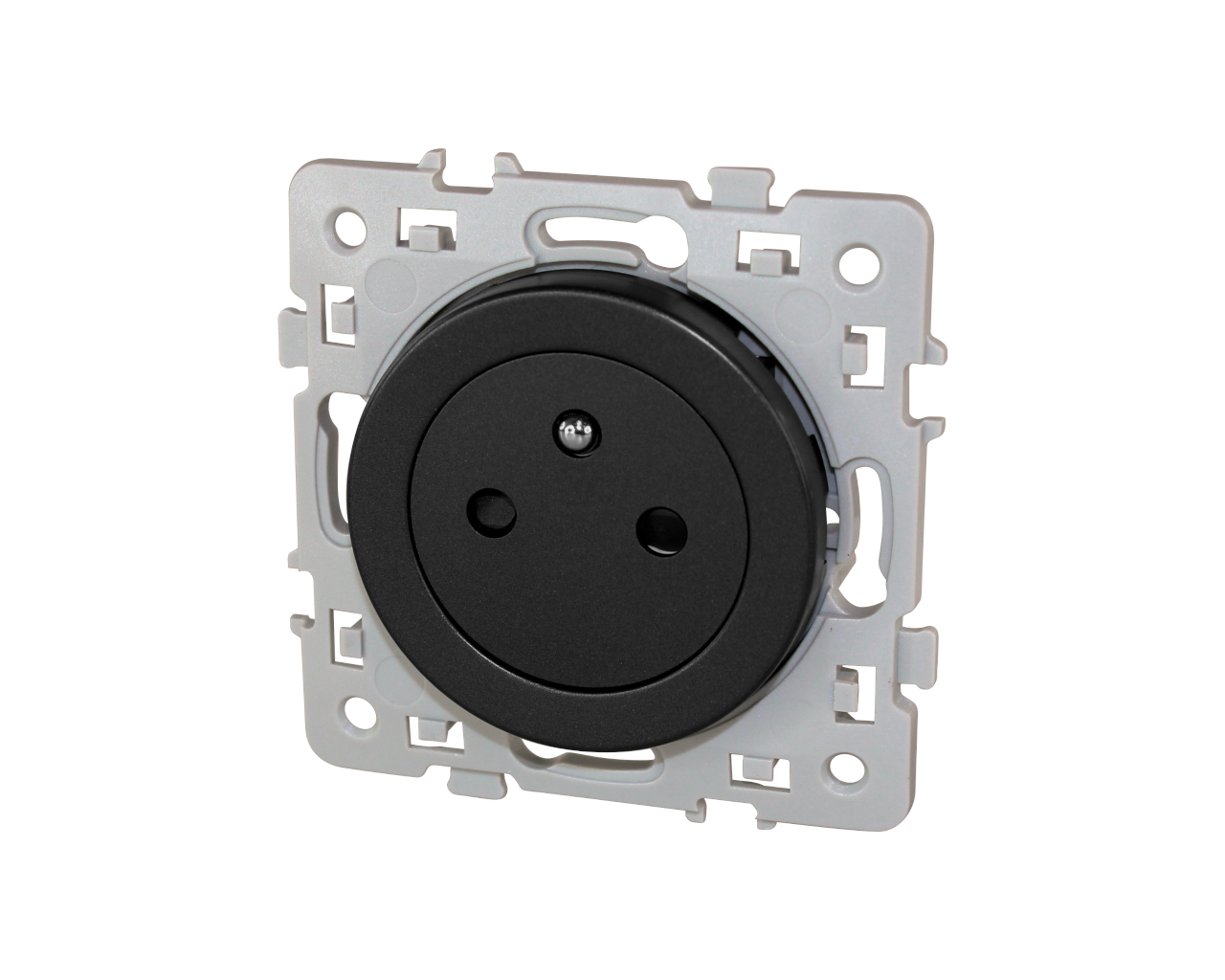 Prise de courant 2P+T 16A affleurante Noir Eur'Ohm Square