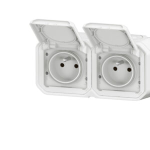 Prise de courant double horizontal 16A 2P+T Legrand Plexo™ blanche complète