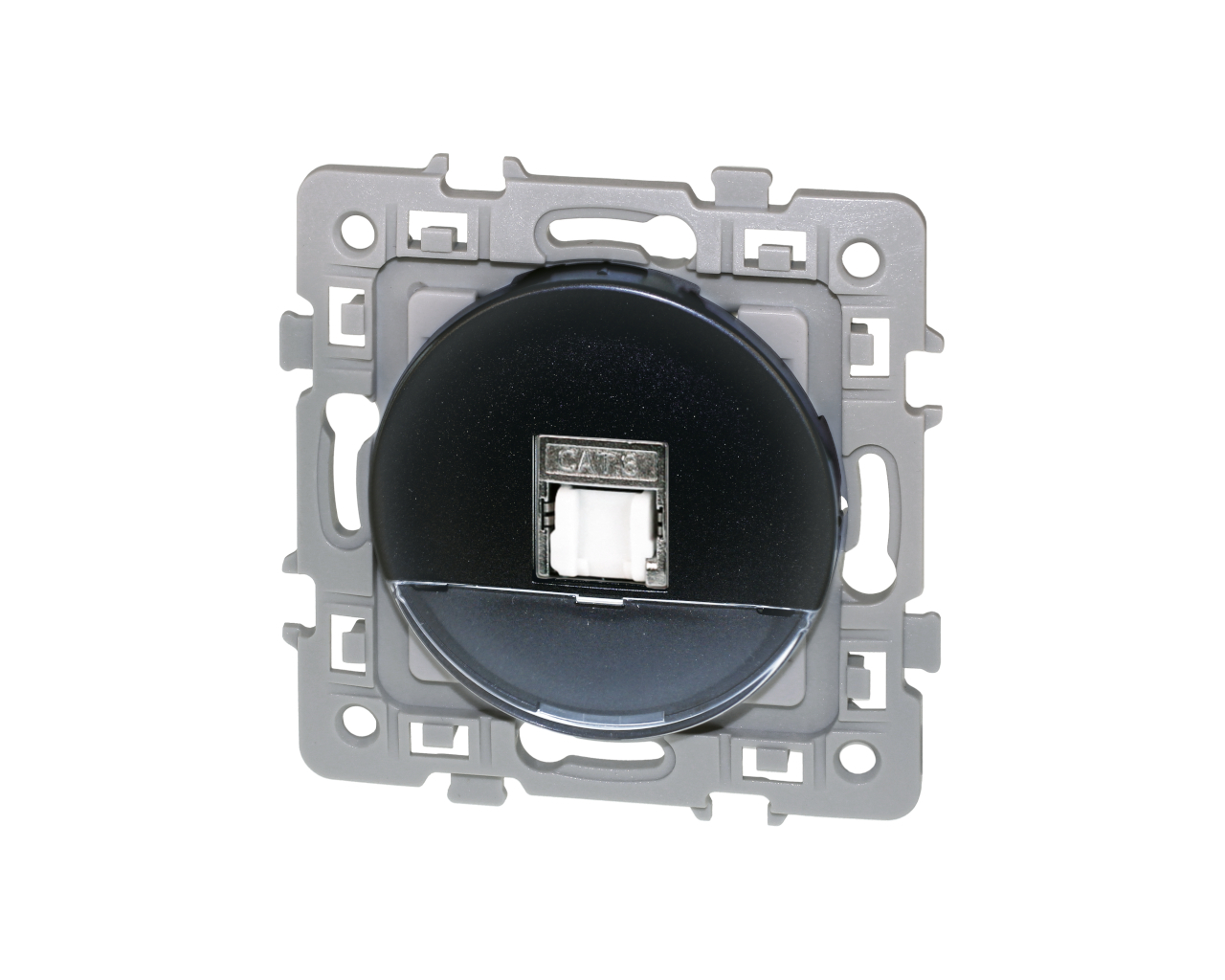 Prise RJ45 grade 3 cat.6a STP Noir Eur'Ohm Square