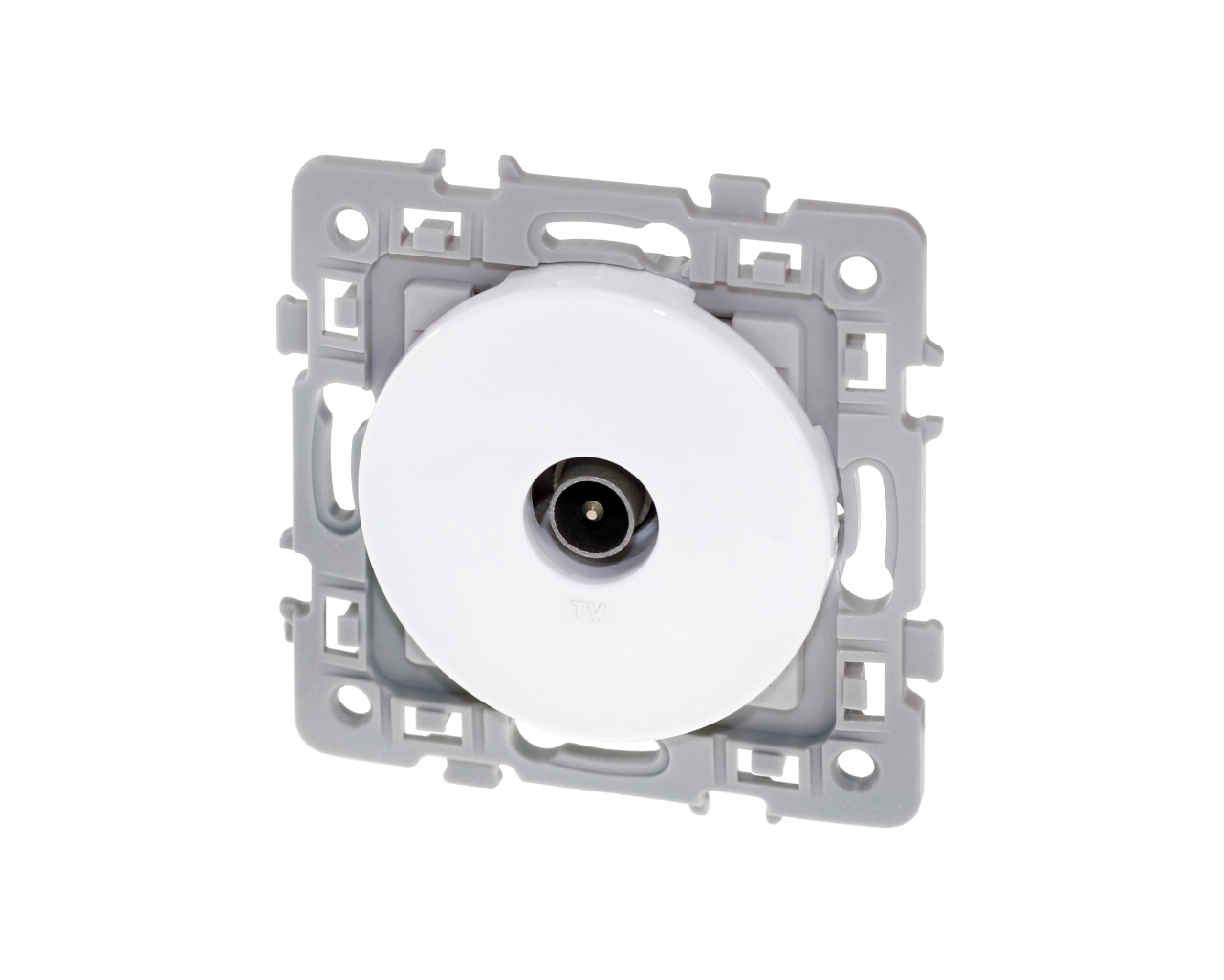 Prise TV coaxiale simple Blanc Eur'Ohm Square