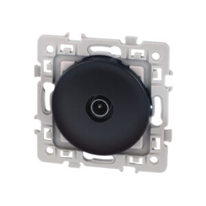 Prise TV coaxiale simple Noir Eur'Ohm Square