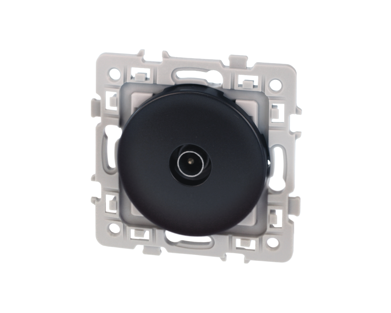Prise TV coaxiale simple Noir Eur'Ohm Square
