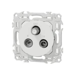 Prise TV + FM + SAT coaxiale Blanc craie Schneider Odace