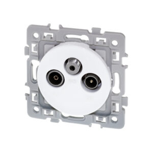 Prise TV + FM + SAT coaxiale Blanc Eur'Ohm Square