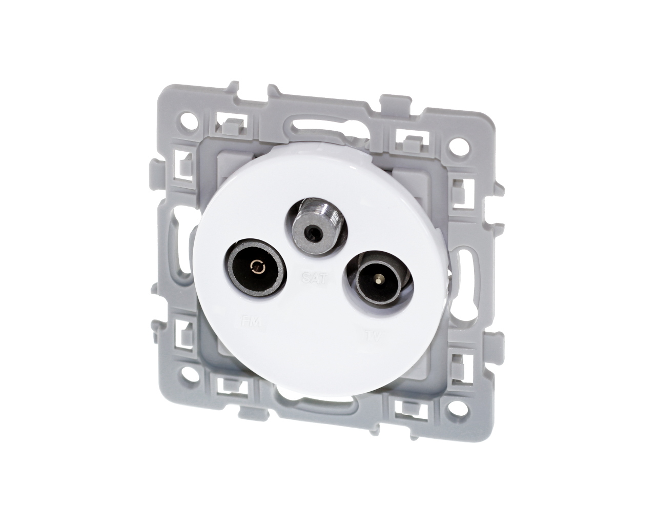 Prise TV + FM + SAT coaxiale Blanc Eur'Ohm Square
