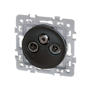 Prise TV + FM + SAT coaxiale Noir Eur'Ohm Square