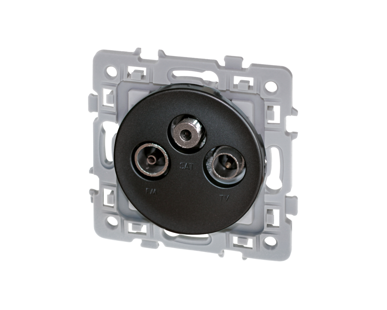 Prise TV + FM + SAT coaxiale Noir Eur'Ohm Square
