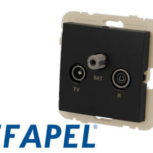 Prise TV + FM + SAT noire mat Efapel Logus 90