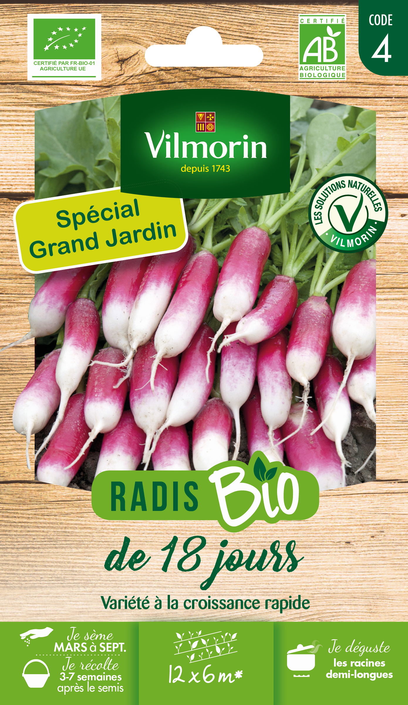 Radis de 18 Jours - BIO - Grand Modèle