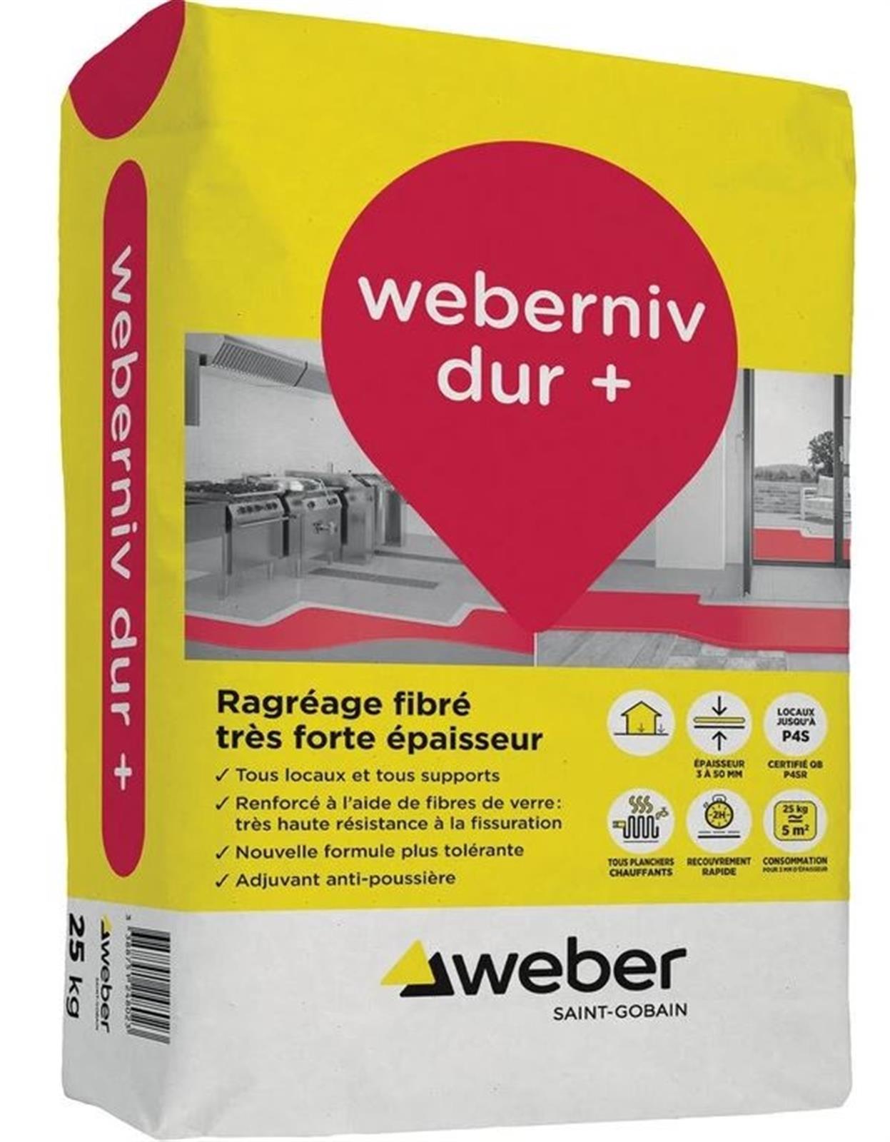 Ragréage fibré WEBERNIV DUR + - sac 25 kg