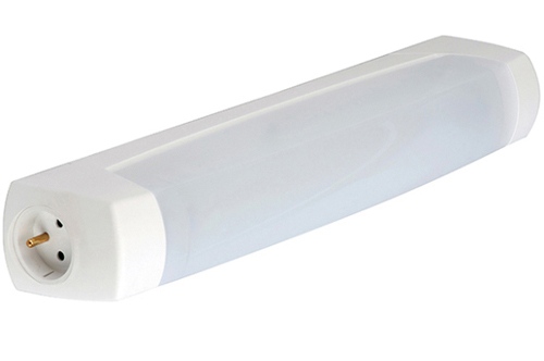 Réglette salle de bain EO S19 sans source lumineuse blanc SSL avec prise PC 2P+T LEBENOID 055214