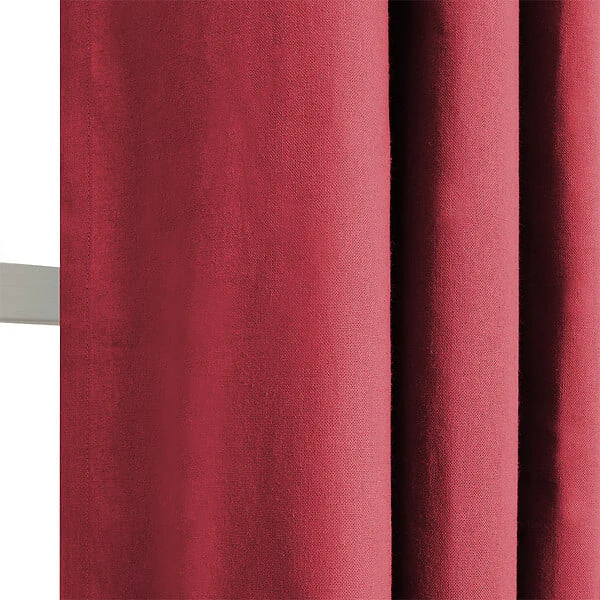 Rideau avec oeillets - Tamisant - Coton - Rouge - 140x240cm