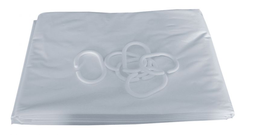 Rideau de douche en PVC blanc 1800x900 avec 6 anneaux PELLET 804090