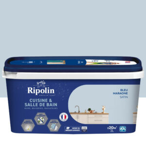 Peinture mur bleu maraone satin RIPOLIN Cuisine et bain 2L