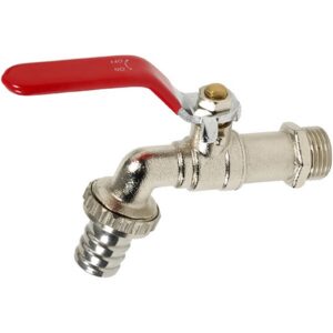 Robinet de puisage ACS (robinet extérieur) - D : 15/21-20/27 - Tétine : D19 - Poignée rouge