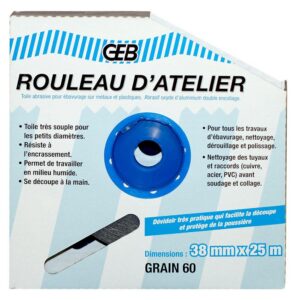 Rouleaux d'atelier - Rouleau 25 m x 38 mm grain de 120