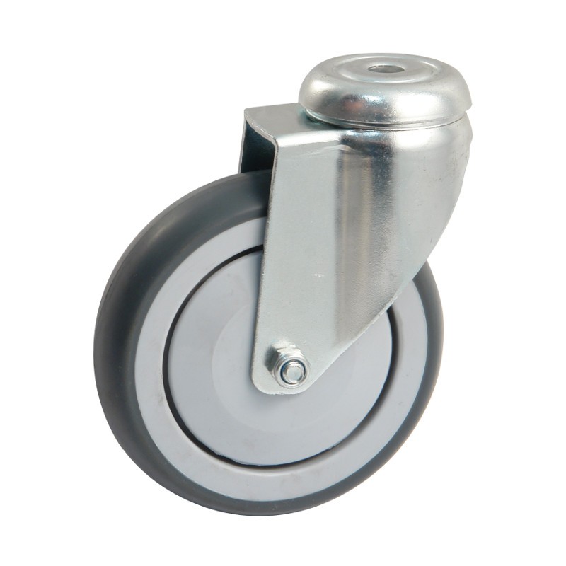 Roulette caoutchouc diamètre 100 mm oeil pivotant 12 mm charge 100 kg gris AVL 550882O
