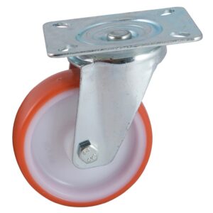 Roulette D125 mm polyuréthane rouge platine pivotante AVL 504833O