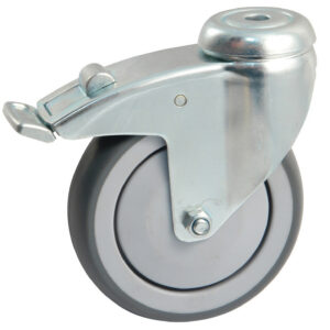 Roulette grise platine ronde 125 mm pivotante avec frein AVL 550893O