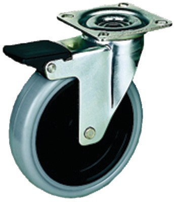 Roulette NOVA platine pivotante à frein polypropylène gris 50 mm PRODIF SOMEC 24017