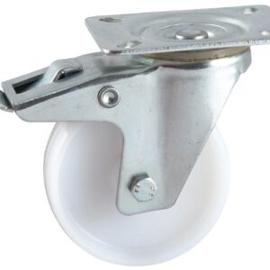 Roulette polyamide blanc pivotante à frein à platine D100 mm AVL 590842O
