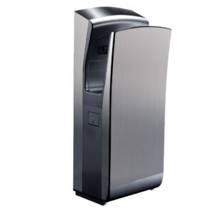 Sèche-mains à air pulsé 1650 W sur pied en inox - Dimensions : 300 x 222 x 730 mm - Inox