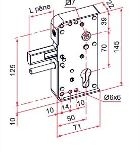 Serrure de portail en applique série GA 71X145 main droite TIRARD WA592302