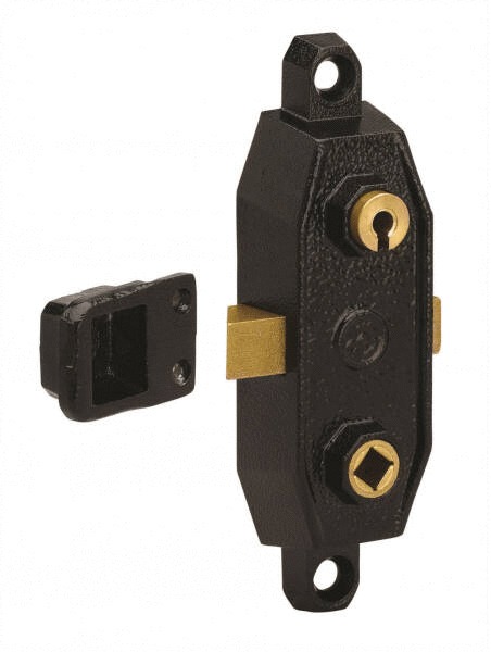 Serrure monopoint en applique GOLLOT 7550 gauche clé à gorge finition noir METALUX F675502000