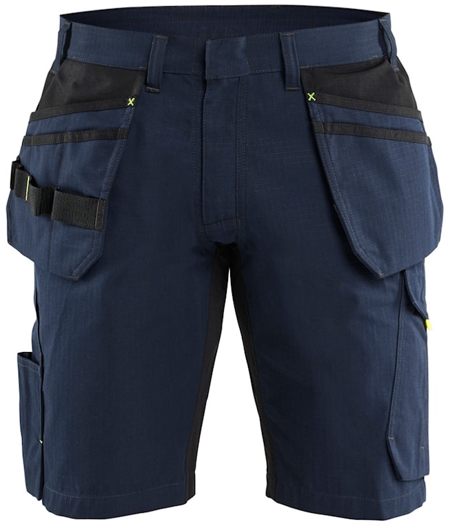 Short Maintenance avec poches flottantes bleu marine foncé/jaune fluo T52 BLÅKLÄDER 149413308633C58