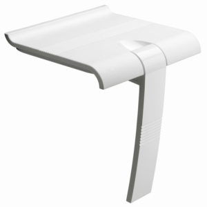 Siège de douche ARSIS escamotable avec béquille automatique - Assise blanche et piètement époxy blanc