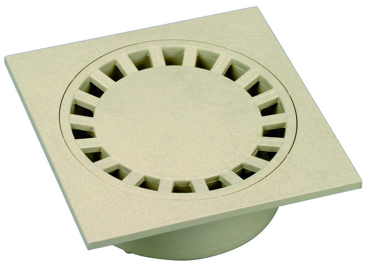 Siphon de cour - Dimensions : 150x150 - couleur : Sable - Sorties Ø 40-50-125