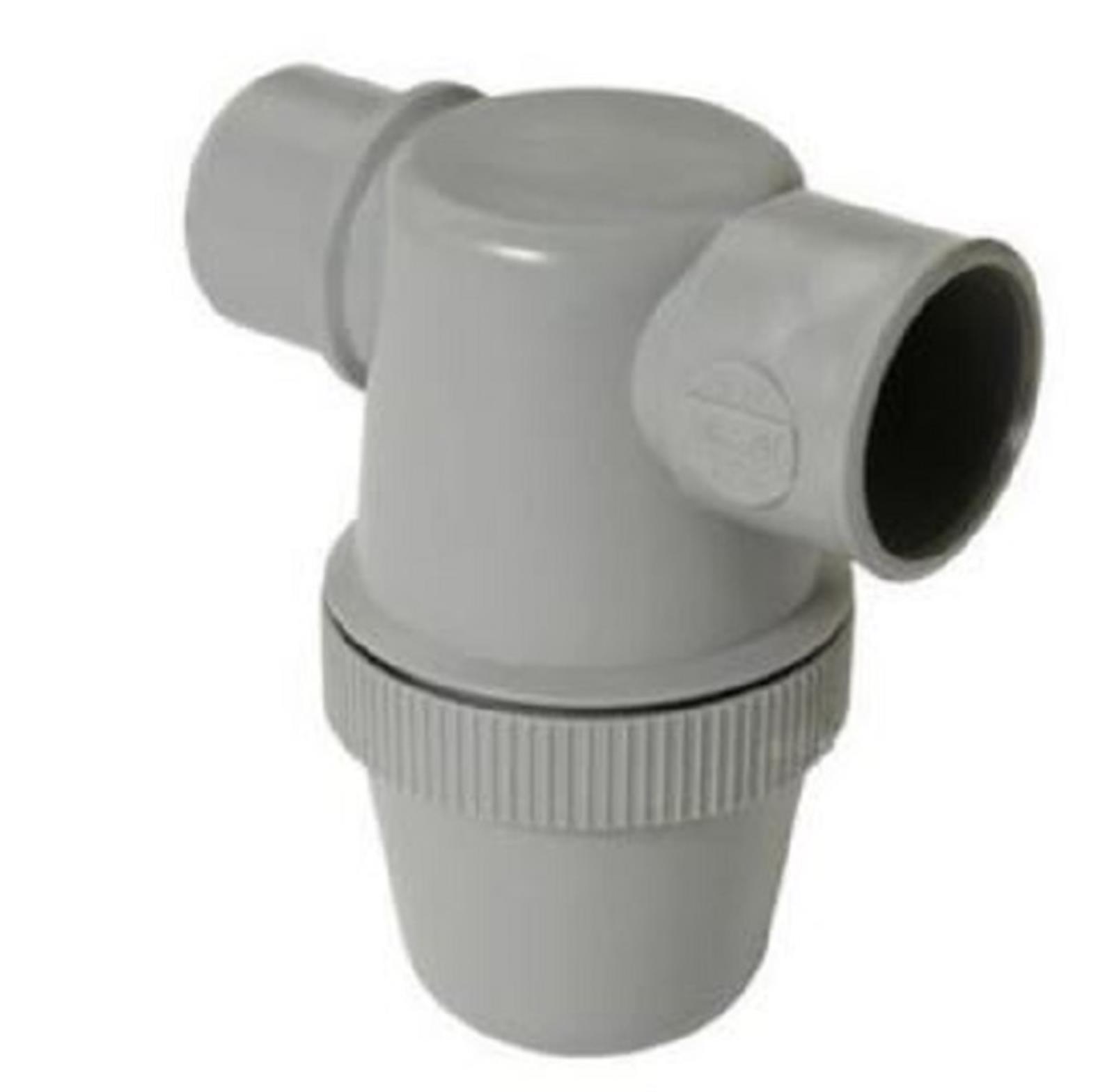 Siphon de parcours lavabo à coller avec entrée horizontale - Coloris: gris - Diamètre : 40 mm - Hauteur : 116 mm
