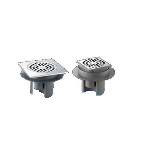 Siphon de sol à hauteur réglable - 100X100 platine/grille inox - hauteur réglable jusqu'à 20mm